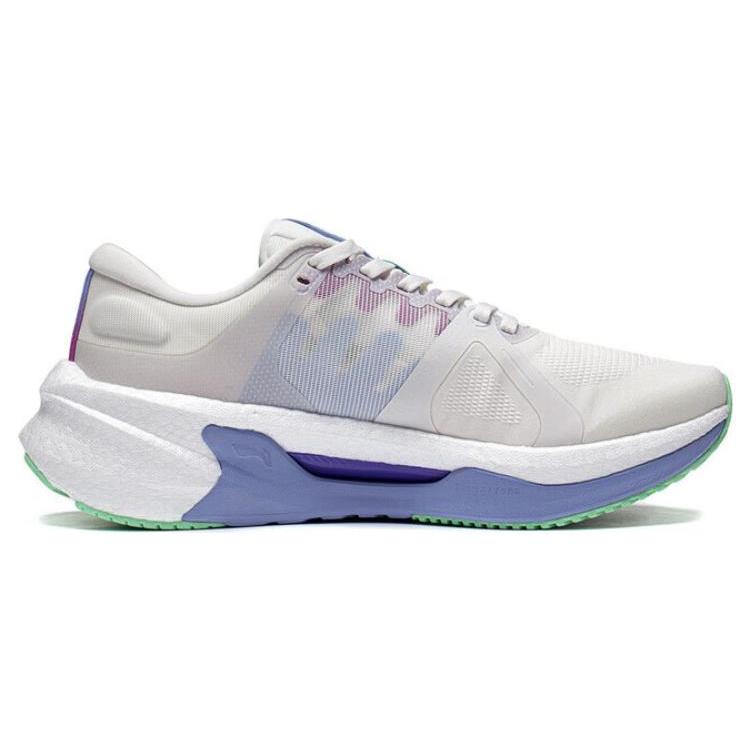 Li Ning Furious Rider 7.0 Vielseitige Dämpfung Niedrig geschnitten Mittelsohlentechnologie Laufschuhe Damen Weiß Lila ARZT004-13