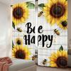 2 Stück Bee Happy Vorhang Honigbiene Sonnenblume Sonniger Blumengarten Pflanzenblätter Geeignet für Schlafzimmer Badezimmer Wohnzimmer Esszimmer