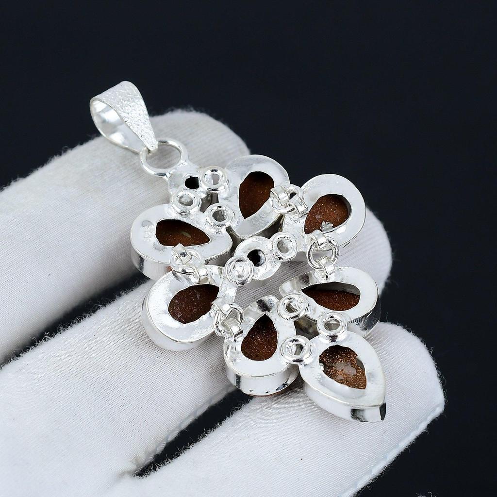 Natural Red Sunstone Moonstone Gemstone Pendant In 925 Sterling Silver - Handmade Flower Design, Perfect for Gifts, and Everyday Wear Jewelry Gifts
