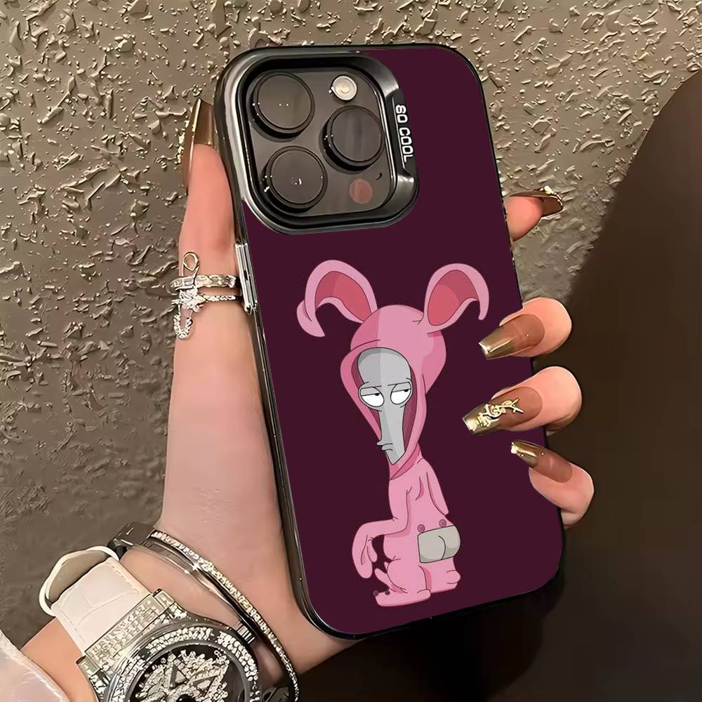

R-Roger P-Pfp A-American Dad Phone Case For iPhone 17,16,15,14,13,12,11 Plus,Pro Max,XS,Colored silver phone case iPhone17