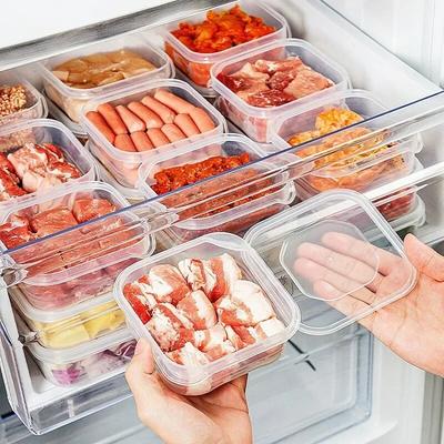 6 Pcs 350ml Refrigerator Frozen Meat Storage Box Fresh-keeping Box Superimposed Organizadores Food Storage Containers CLE