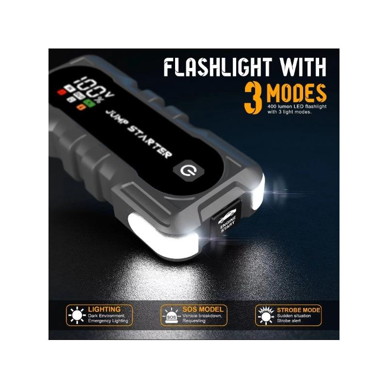 Portable Jump Starter Power Bank Fast Charging LED Light Car Battery Charger Truck & Motorcycle Peak Current 2500A