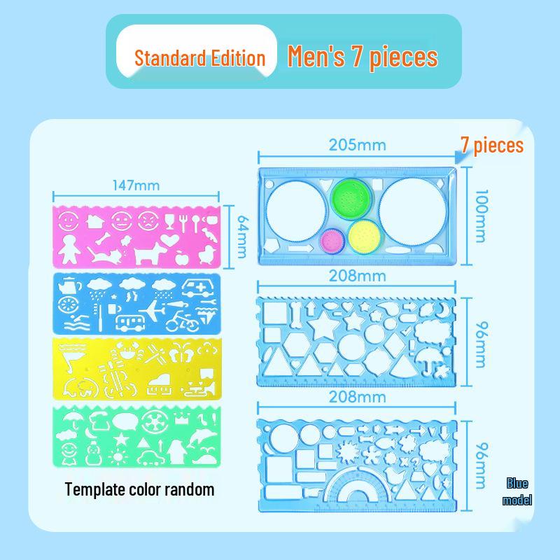 

Многофункциональный сменный набор калейдоскопических линеек для учеников начальной школы - инструмент для рисования и квадратная линейка 205mm