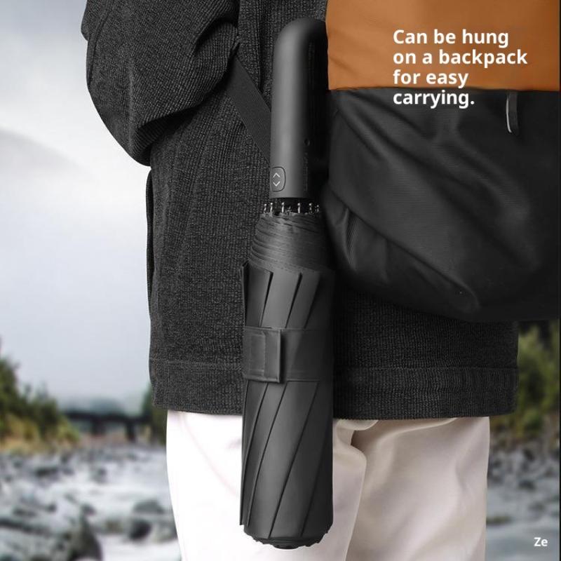 Ring-Schnallen-Design Automatischer Regenschirm für Männer Frauen Faltbar 105 cm Groß Stark Sonnenschirm UV-Schutz Regenschirm