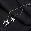LIKGREAT Double Pendant Long Necklace Star of David Hebrew Chai Charm Je  Stainless Steel Jewelry Amulet Gift