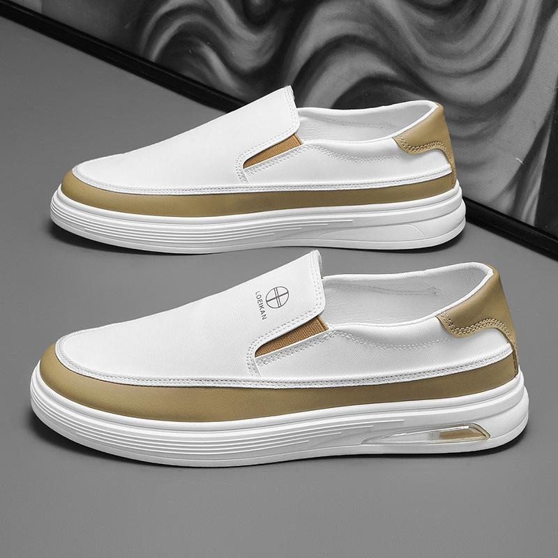 2025 Spring New Men's Casual Leather Shoes Lazy Sleeve Doudou Shoes Little White Shoes Driving Large Size 4748