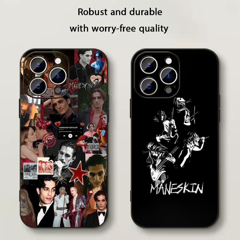 Maneskin Cool Band Pattern Design Phone Case For iPhone 16 16e 15 14 13 12 11 Plus Mini Pro Max Soft Black Shockproof Cover