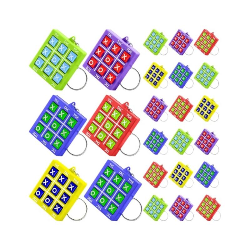Pack Of 24 Miniature Tic Tacs Toe Keychains Plastic Portable Game Key Rings Accessories For Kids And Adults 1