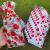 30/50/100Pcs Transparent Plastic OPP Bags Red Heart LOVE Printed Gift Bags With Golden Ties For Valentine'S Day And Couples