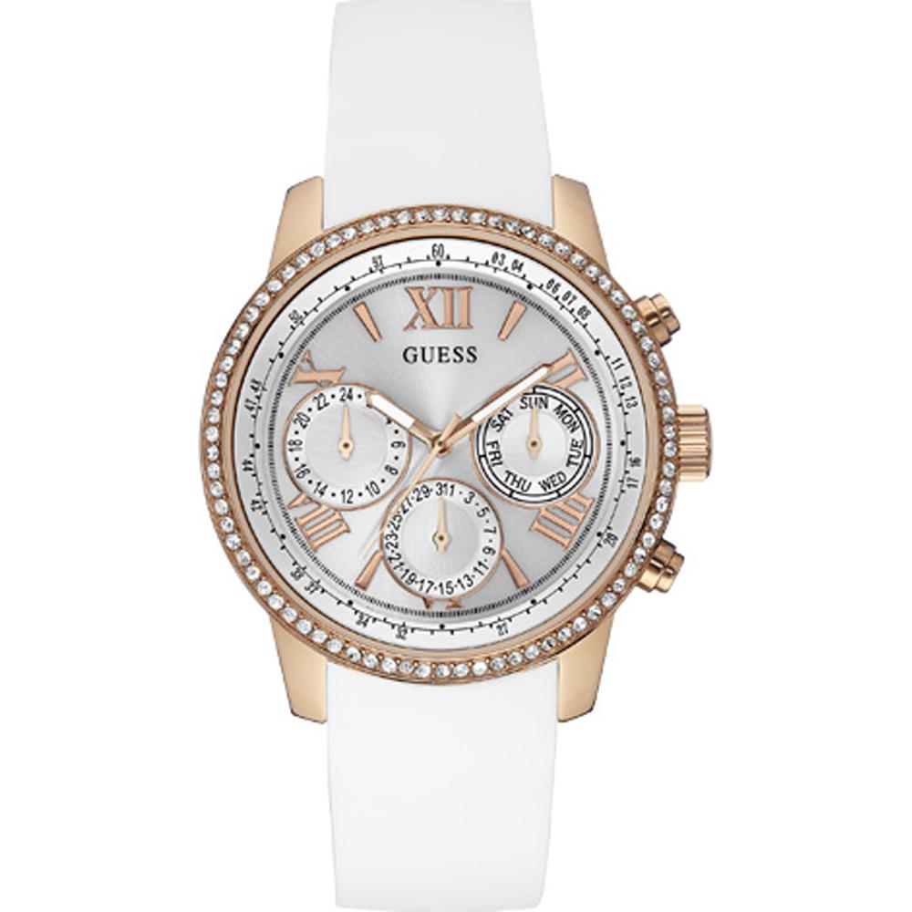 GUESS Sunrise White Dial Rose Gold Stainless Steel Ladies Quartz Watch W0616L1 белый