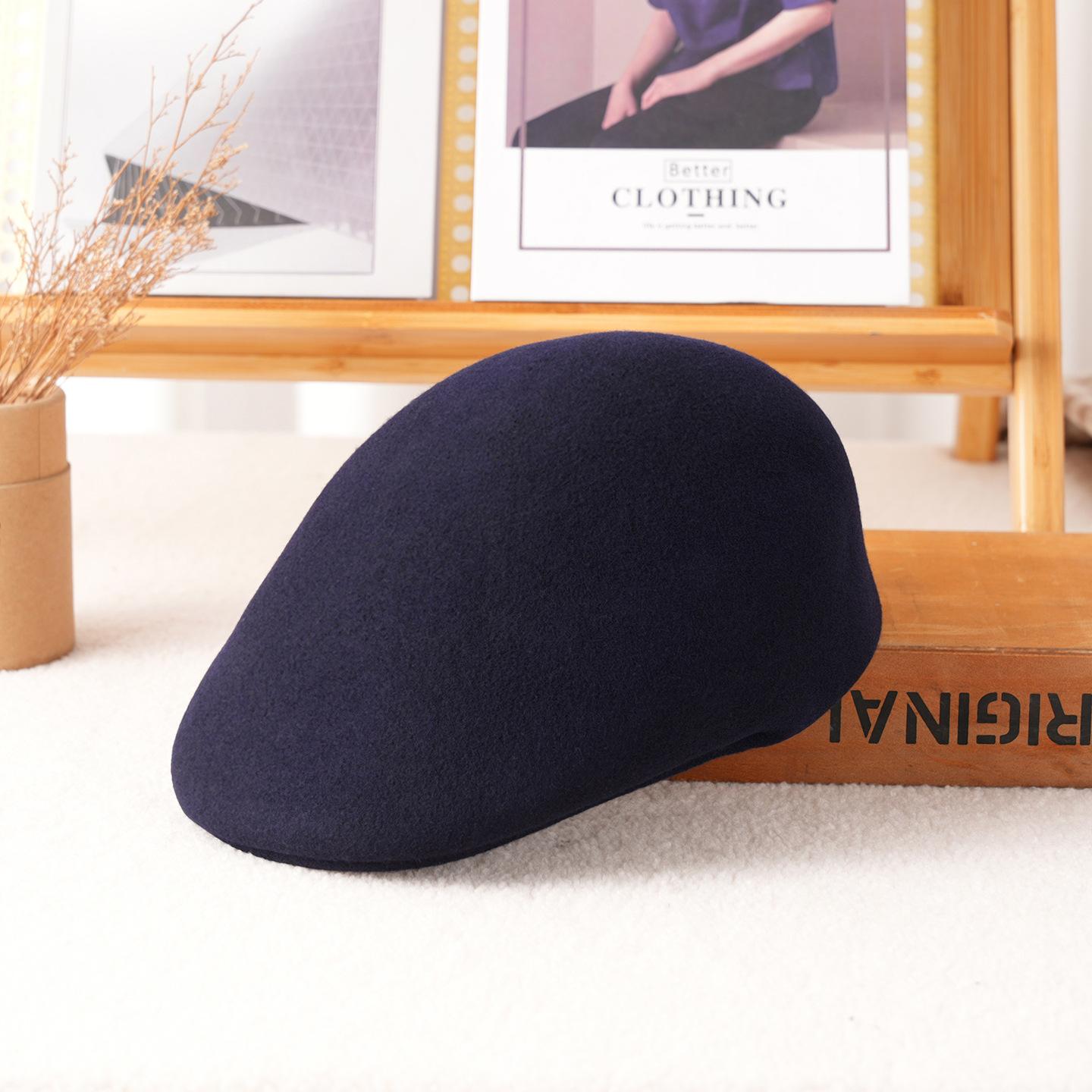 

Pure Wool Newsboy Cap | Unisex Beret Style | Vintage Literary Autumn Winter Hat M 56-58cm тёмно-синий