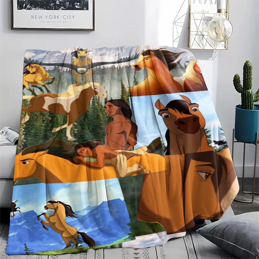 1PC Spirit Untamed Print Flannel Blanket, High quality Comfortable for All Seasons, Home Decor, Warmth and Comfort, Perfect for Christmas Gifts174