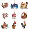 Chicken Pendant with Christmas Hat Xmas Tree Hanging Ornaments Christmas Decorations for Hanging On Doors and Windows