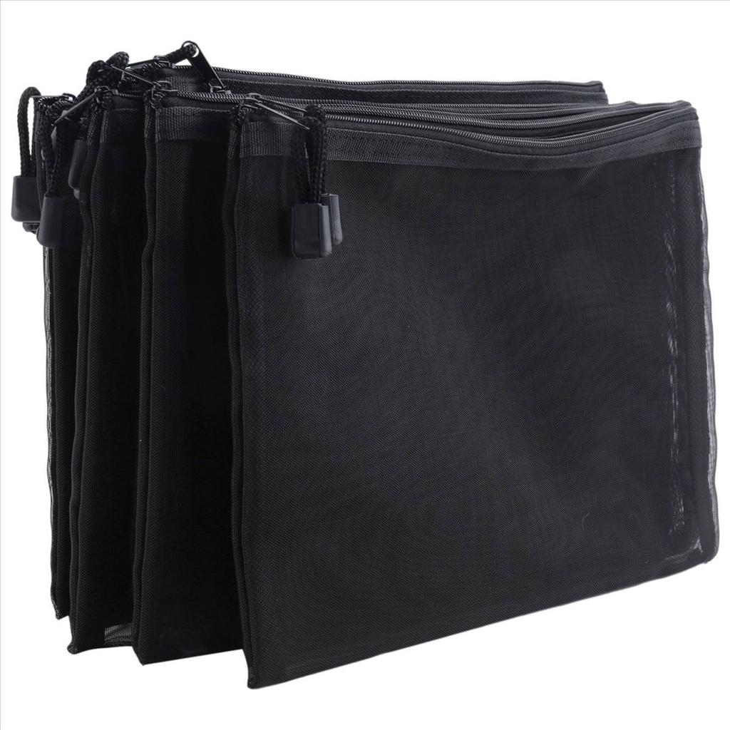 BHBL 12 Pieces Mesh Bags Black Mesh Zipper Pouch Makeup Bags Cosmetic Travel Organizer Bags Pencil Case