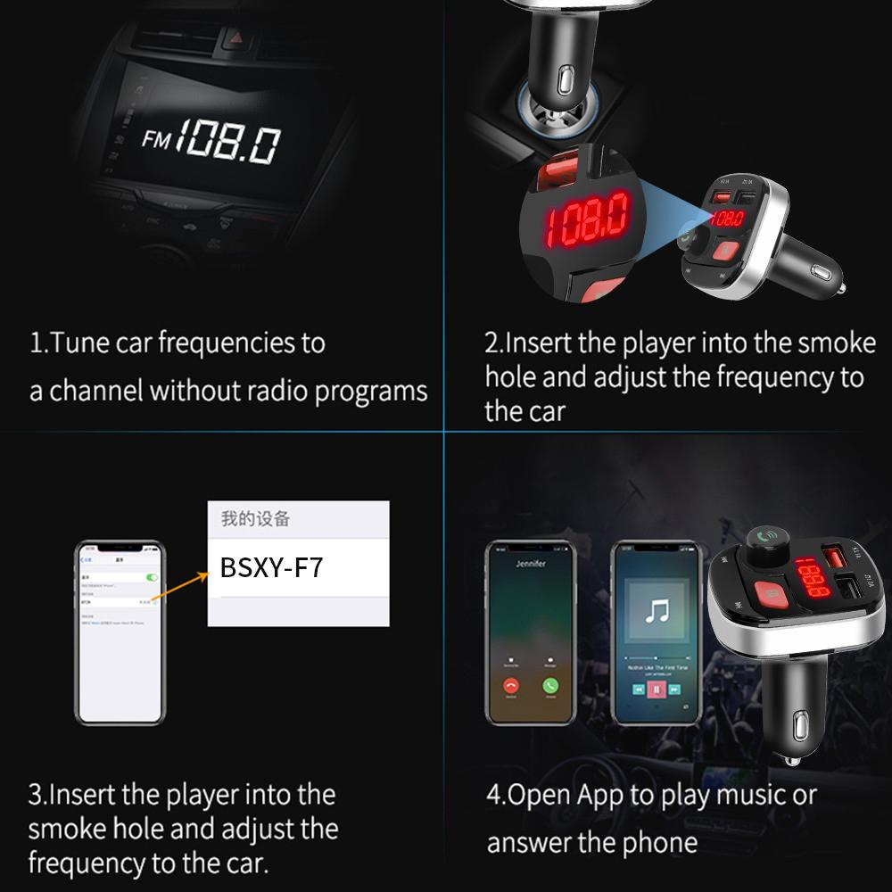 Bluetooth Stereo Charger 5.0 Bluetooth Wireless FM Transmitter Car MP3 Player Effect Sound Disk U Car Music EQ Car Lossless E0Q4