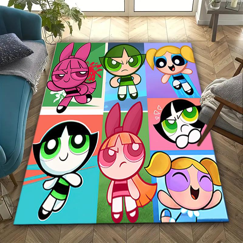 1Pc The Powerpuff Girls Printed rectangle carpet, home door mat, outdoor travel protection carpet A1