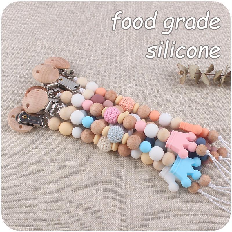 Baby Pacifier Chain Silicone Beads Soother Nipple Clip Infant Dummy Holder Strap for Baby Chew Toy Teether Teething BPA Free