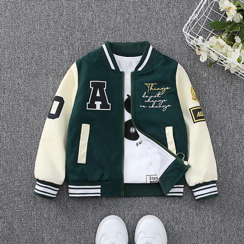 Children's Jacket Spring and Autumn Fashion Men's Letter Striped Baseball Uniform Boys Children's Jacket