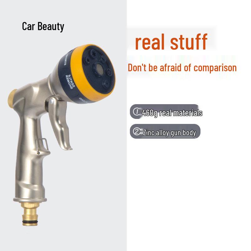 High-Pressure Car Wash & Garden Hose Nozzle with Brush - Multi-functional for Rinsing, Watering, and Cleaning.