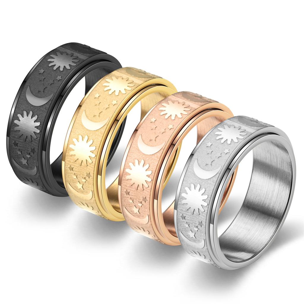 Neue Weihnachtsgeschenke Einfacher Angstlösender Ring Mit Stern Und Mond Für Frauen Edelstahl Fidget Ringe Schmuck Geschenk