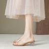 Fashion Elegant Ladies Transprent Slippers Open Toe Clear Heel Summer Pumps Women Silver Leather Outdoor Slides PVC Band Sandalias Mujer