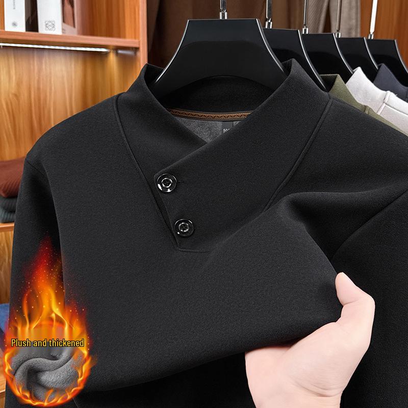 Men's High-Grade Velvet Stand Collar Hoodie - Thickened Winter Base Layer 2025