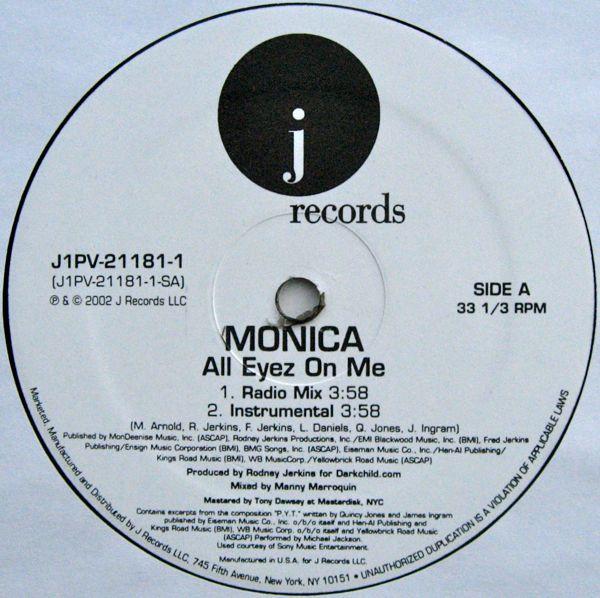 

12inch Record MONICA - All Eyez On Me J1PV211811 J Records 2002 US Soul/Funk Used