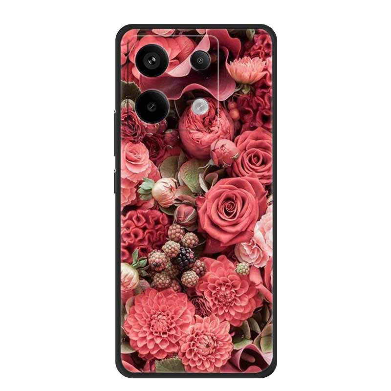 For Redmi Note 13 pro Case Pink Phone Case Fashion Silicone TPU Soft Back Cover Redmi Note 13 Pro Flower Capa 6.67" Cats Coque