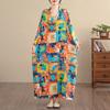 DIMANAF Women Plus Size Spring Summer Long Dress Loose Basic Vintage Oversize Long Sleeve Maxi Floral New 2026