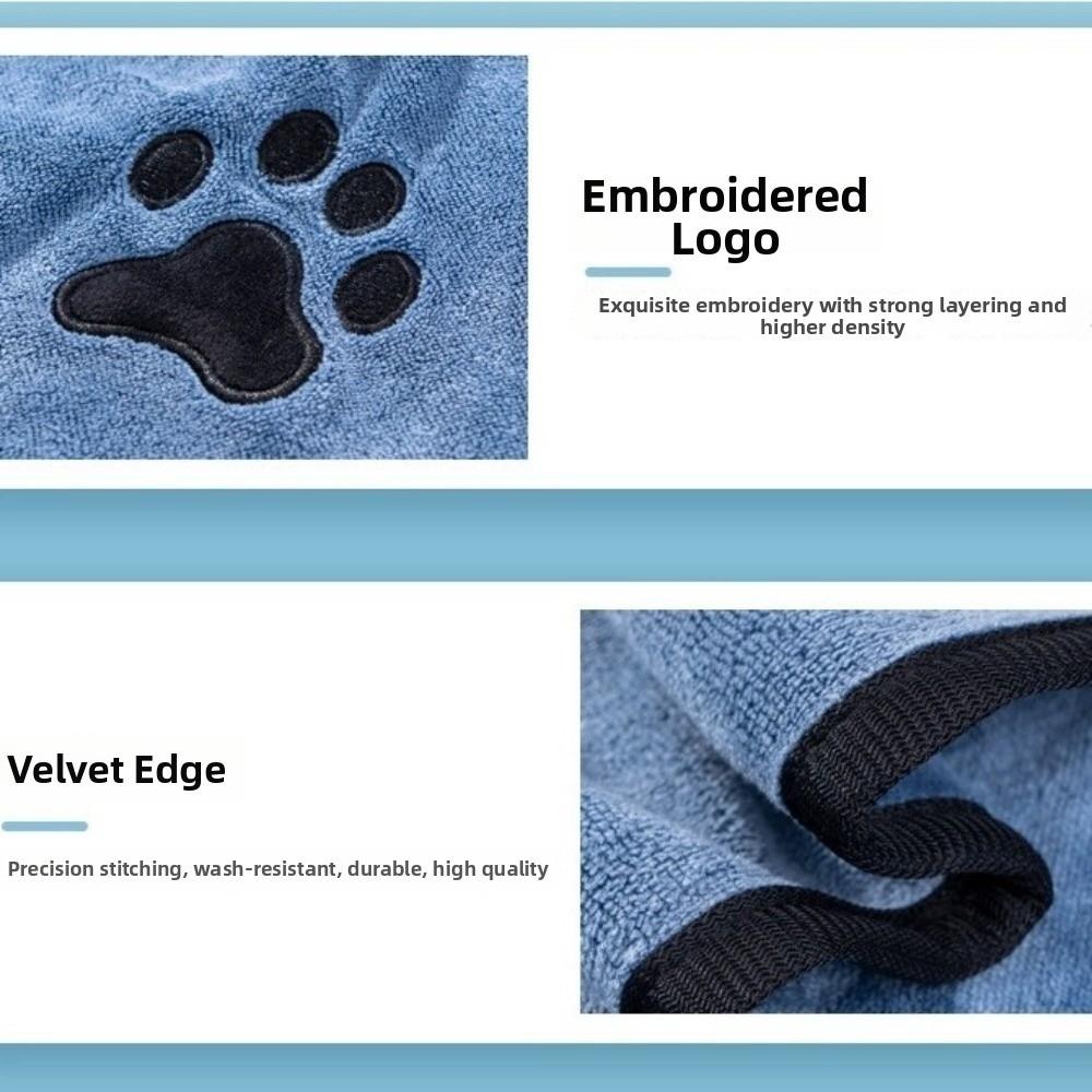High Absorbency Dog Bathrobe Hooded Quick Drying Towel Dog Bath Towels  for Cleaning Grooming