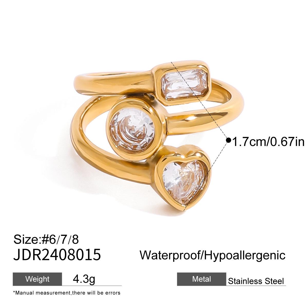 Stainless steel love zircon ring exaggerated ring titanium steel hand European and American rings