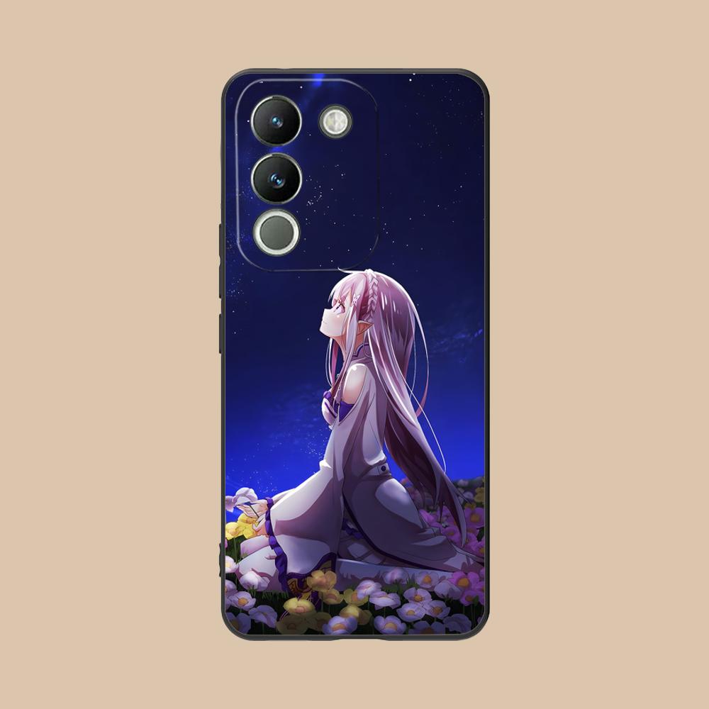 ReZero Emilia Waifu Mobile Phone Case for VIVO V60 V50 V40 V30 V29 V27 V25 V23 Pro Lite 5G Colorful Printing Cover Pretty Luxury
