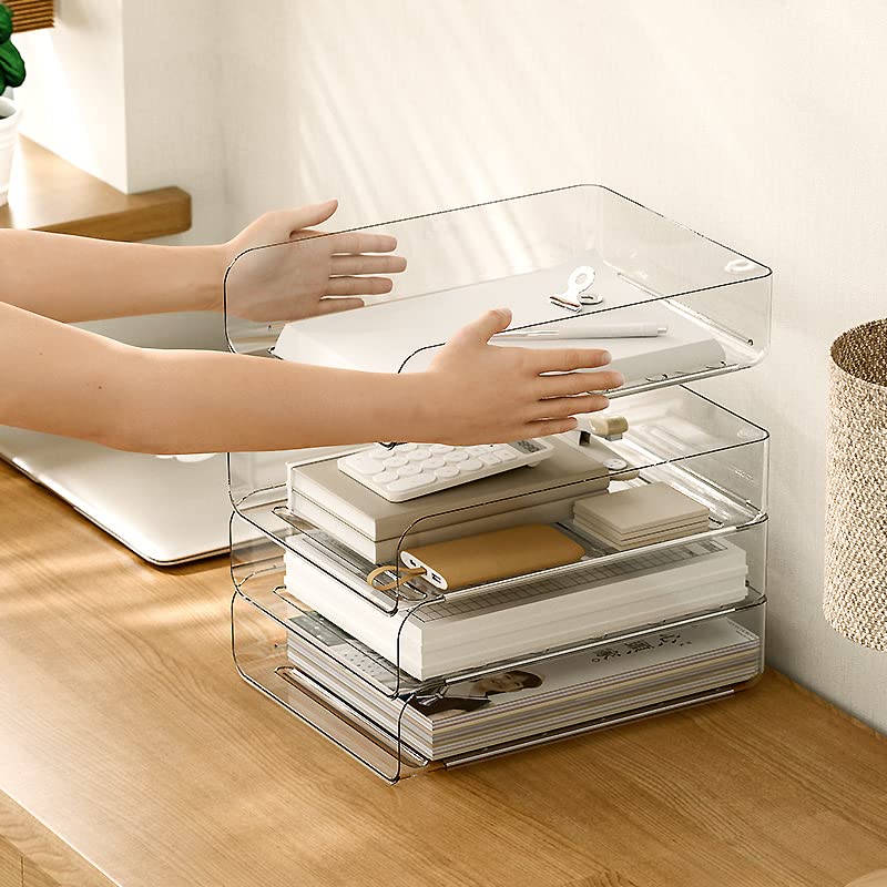 A4 vertical document letter letter book storage 3-tier tray, case, tray, (3pcs/set, clear)