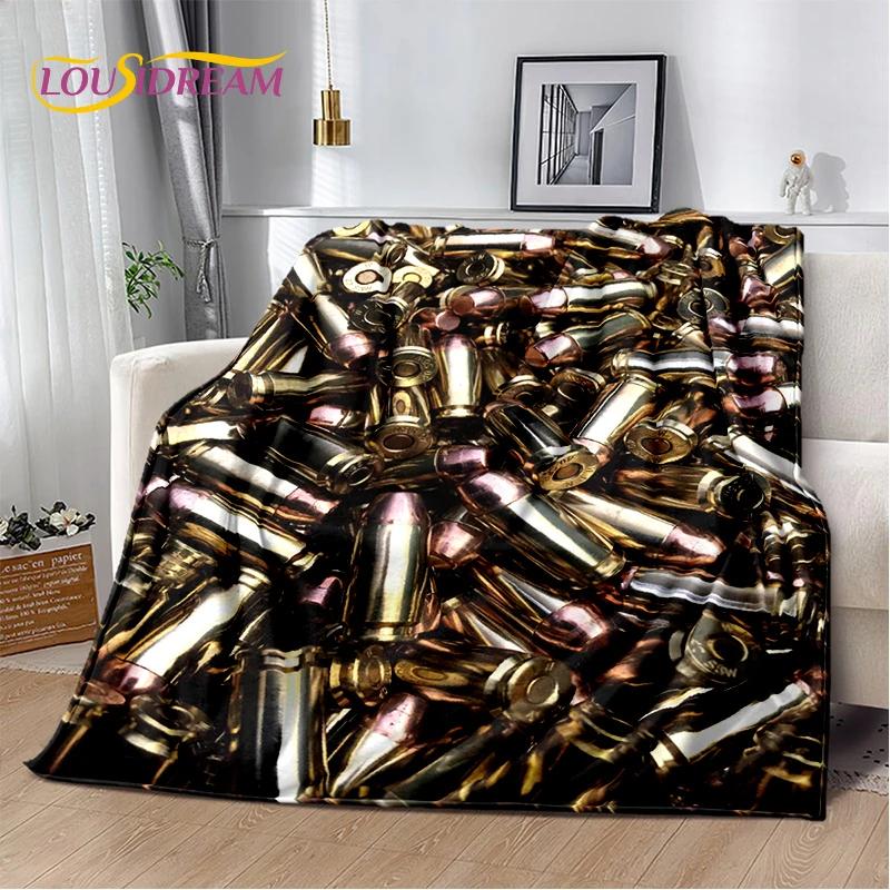 29 Style Retro Guns Pistol Ammunition Bullet Cartridge AK M4 Soft Flannel Blankets,Throw Blanket for Picnic Beds Sofa Bedroom