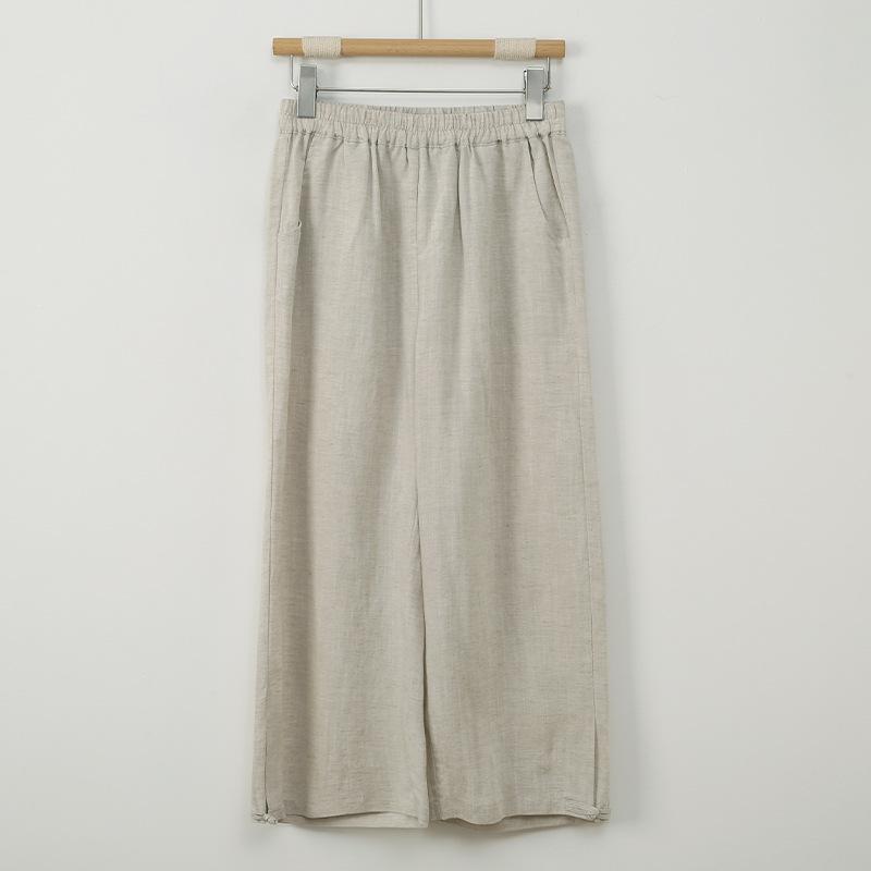 

Johnature Женские винтажные широкие брюки, однотонные весенние брюки, эластичный пояс, карманы, женские длинные брюки XXL