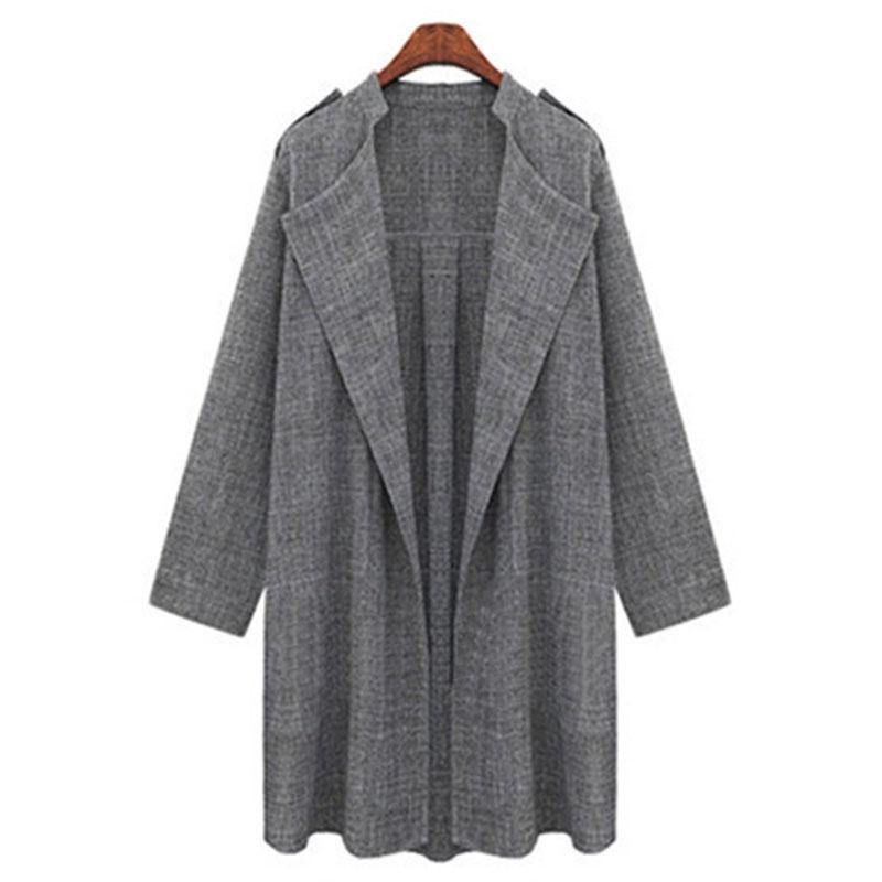 Elegant Women Long Waterfall Coat Jacket With Comfortable Loose Fit And Lapel Collar