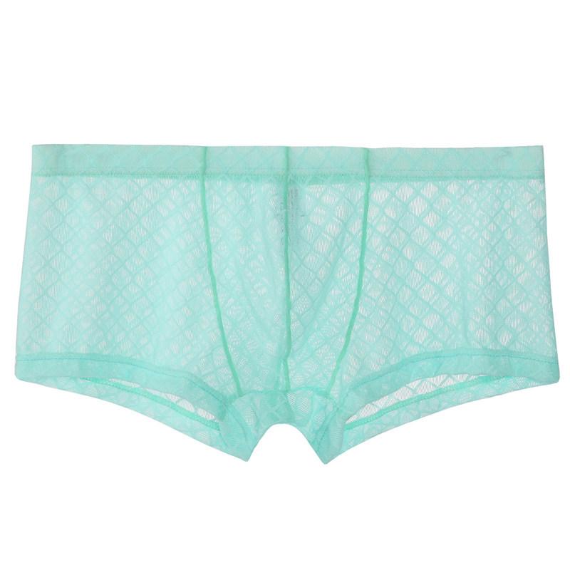 Youye Men's Mesh Transparent Low-Waist Summer Boxer Briefs - Breathable and Trendy Youth Underwear