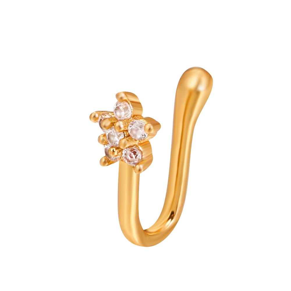 Non Perforated U-Shaped Nose Clip Copper Inlaid Zircon Star Shaped Heart Crown Nose Ring Nose Decoration Puncture Decoration
