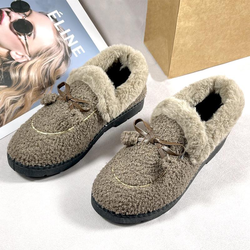 Autumn and Winter Velvet Thickened Cotton Shoes Women's Thick-soled One-pedal Shoes Versatile Home Indoor Women's Shoes