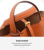 Women's Genuine Leather Bucket Handbag - Large Capacity, High-End Cowhide Veggie Basket Style