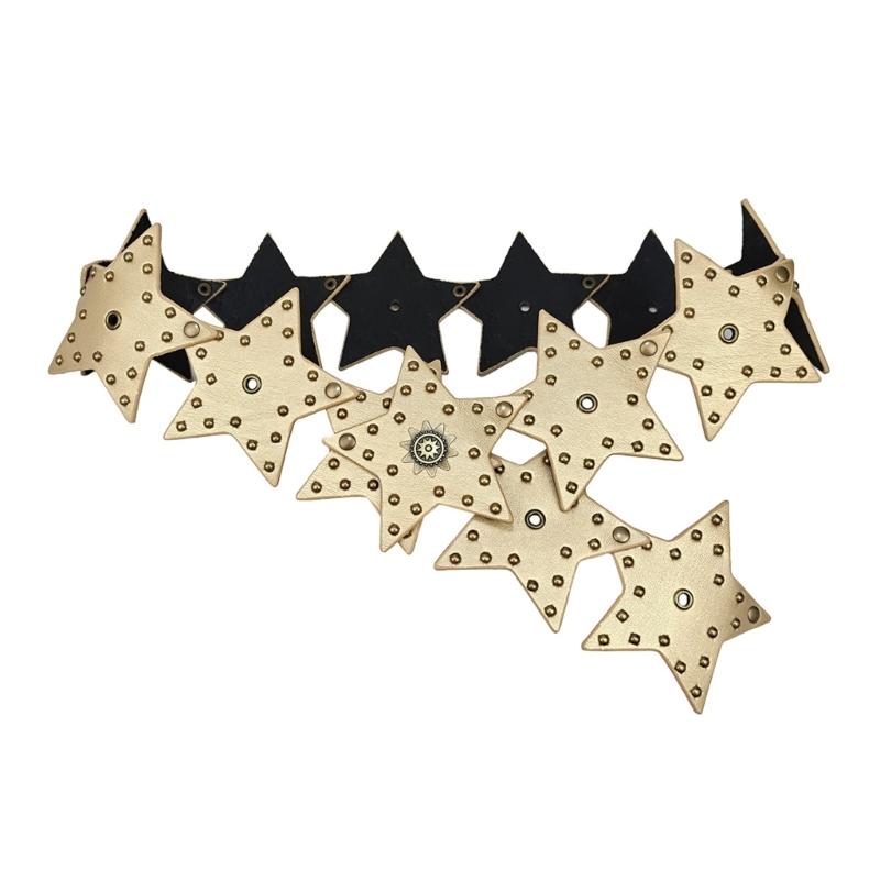 

Street Style PU Leather Waist Belt with Star Studded Design for Women Stylish Waist Ornament Corset Belt for Dress золотий