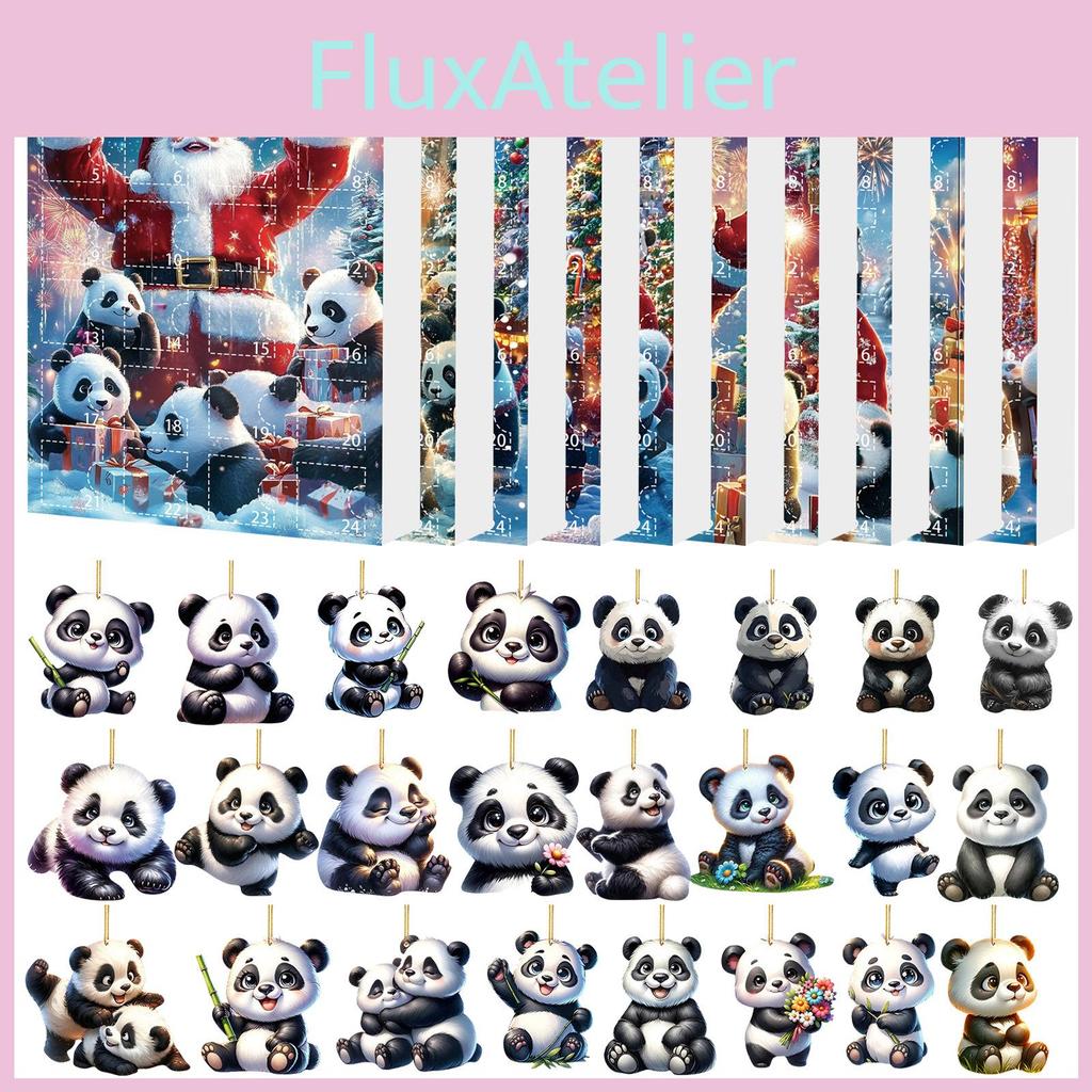 Christmas Panda Holiday Countdown Blind Box With 24 Acrylic Ornaments For Seasonal Decor