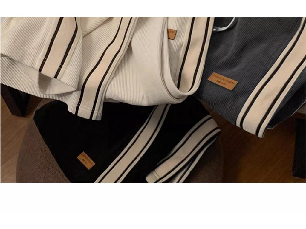 Men's Striped Corduroy Sweatpants - Casual, Loose, Straight-Leg for Spring and Autumn