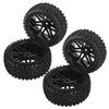 HOBBYPOWER 4-Piece Wheel Rim & Rubber Tire (Front & Rear) for 110 Scale RC Off-Road Cars & Buggies