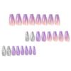 Purple Gradient Nail Stickers with Silver Glitter - Reusable False Nails
