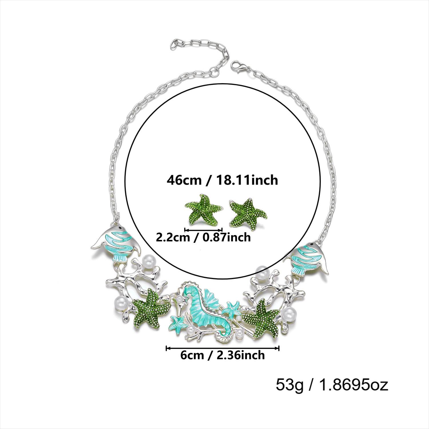 Женские Серьги Морской Стиль Звезда Морская Ракушка Коралл Комплект Серьги и Ожерелье 1