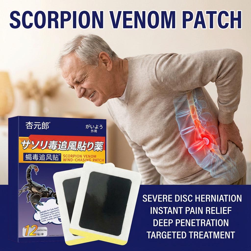 

12Pcs Scorpion Venom Wind-Chasing Patch Deep Penetration for Lumbar Disc Discomfort Knee Joint Soreness & Body Stress
