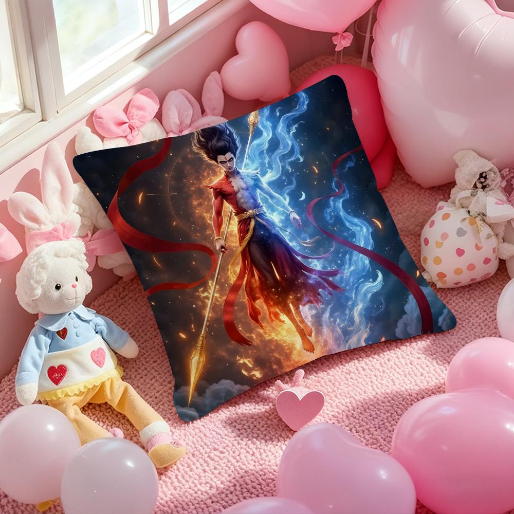 Nezha Chinese Anim Cushion Cover Pattern Printed Pillowcase for Living Room Sofa Cushion Cover & Bedroom Decor
