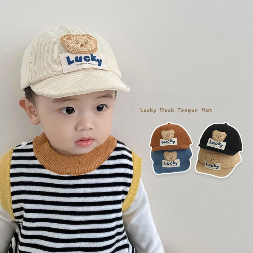 

Cute Bear Peaked Cap Solid Color Bonnet New Baseball Hat Toddler чорний
