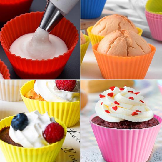 10 Pezzi Stampi per Muffin in Silicone Antiaderenti Stampo per Torta Qualità Alimentare Riutilizzabili Pirottini per Cupcake per Cuocere Pancake Caramelle Muffin